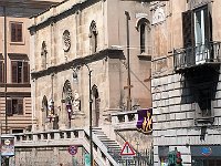 it's Maunday Thursday so purple drapes many of the statues