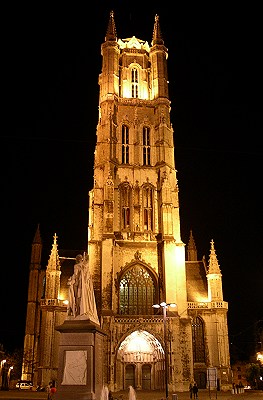 the cathedral at night, Ghent October 2004