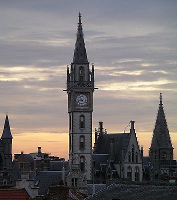 the old post office clock, Ghent October 2004