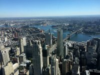 from right to let:  Brooklyn Bridge, Manhatten Bridge and the Williansburg bridge