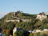 the footpath up the the Plains of Abraham, we walked up that footpath on our third day in Quebec, its steeper than it looks.  The slope is the toboggan run