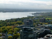 looking out from the viewing platform on floor 31 of the Observatoire de la Capitale